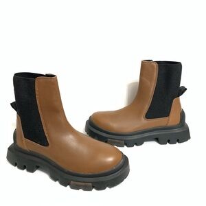 HUGO Fabyan Slip On Brown/Black Chelsea Boot Chunky Women’s Size 39, US 8.5